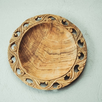 Plate Deep Tika with Carving