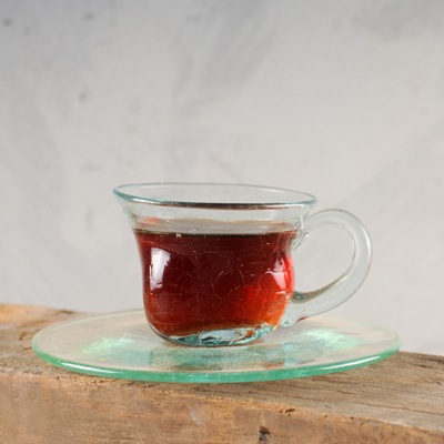 Teacup Glass + plate D16